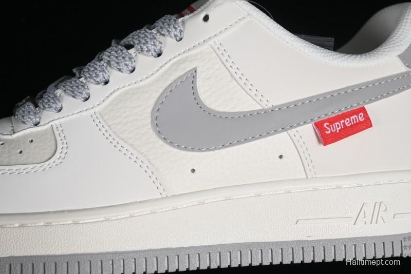 Supreme x Nike Air Force 1 '07 Low Beige Grey Casual Skate Shoes - HD1968-018