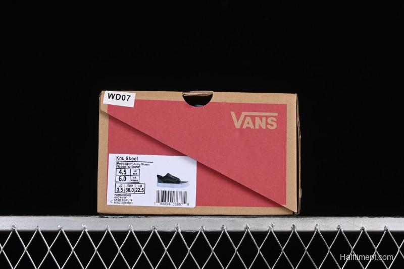 Vans Classics Knu Skool Camo Army Green Chunky Tongue Platform Sneakers - VN0007QC0WD