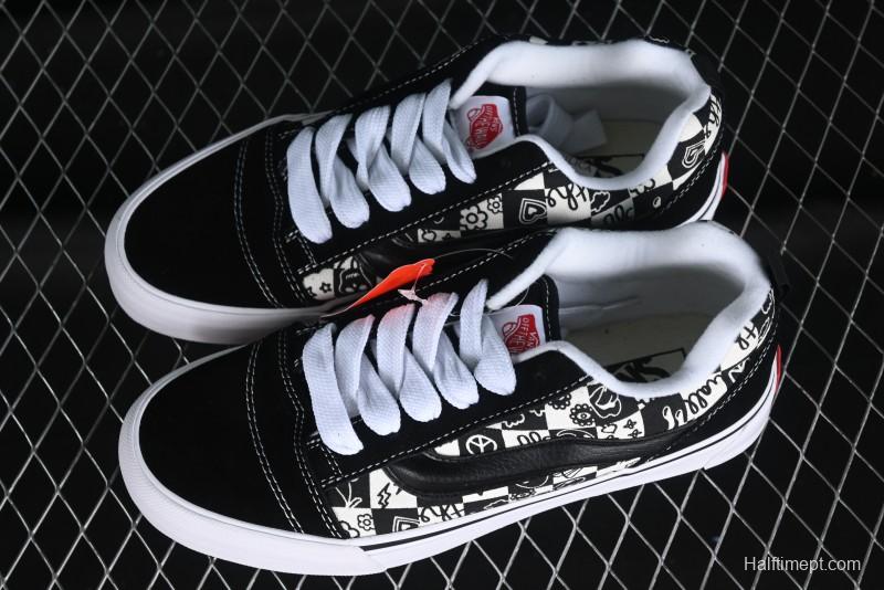Vans Classics Knu Skool Checkerboard Graffiti Chunky Tongue Skate Shoes - VN0009QC6BT