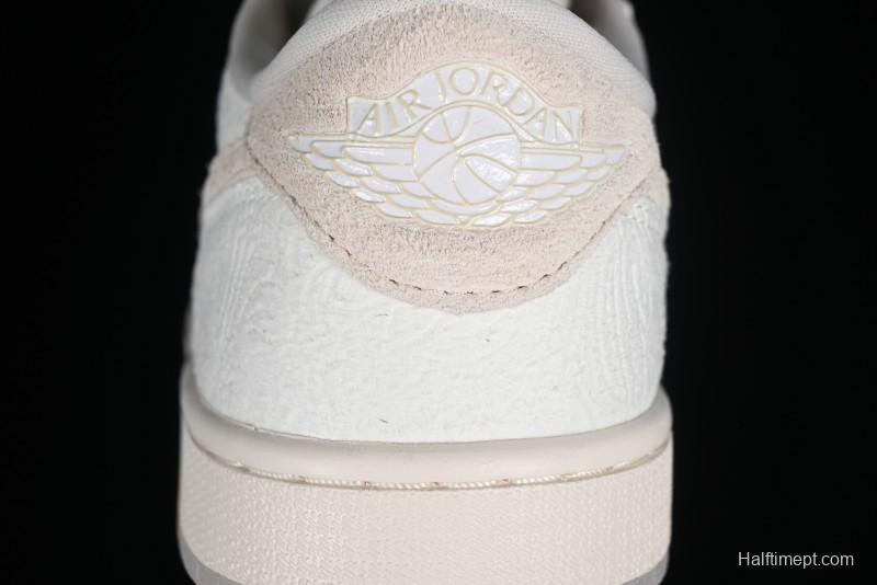 Nike CP3 x Air Jordan 1 Low AJ1 Floral Embossed White Casual Sneakers - FZ0455-200