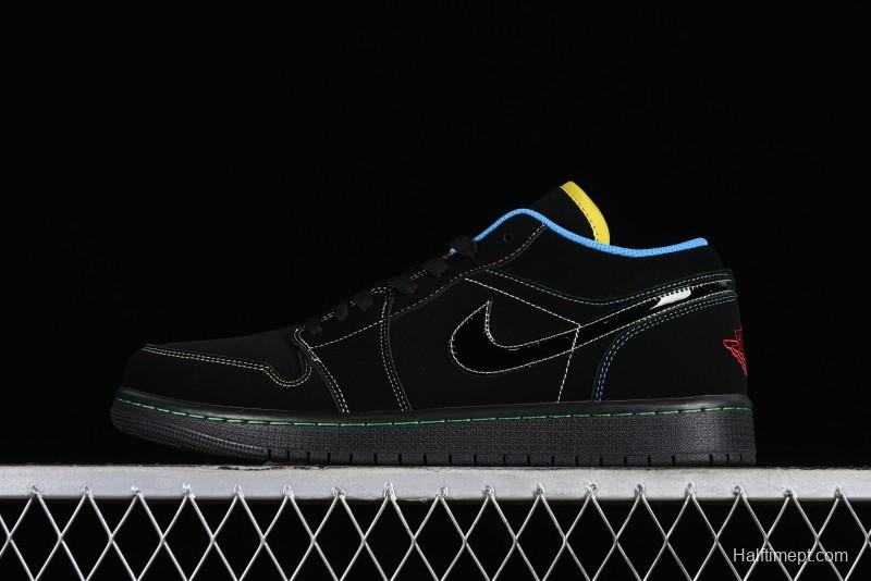 Nike Air Jordan 1 Low AJ1 Black Green Low Top Lifestyle Basketball Shoes - 338145-003