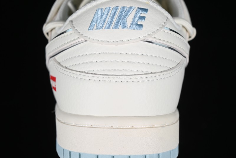 Nike SB Dunk Low Supreme Collaboration - Ice Blue Engraving Anniversary Customized Low-Top Casual Skate Shoes - JJ5688-107