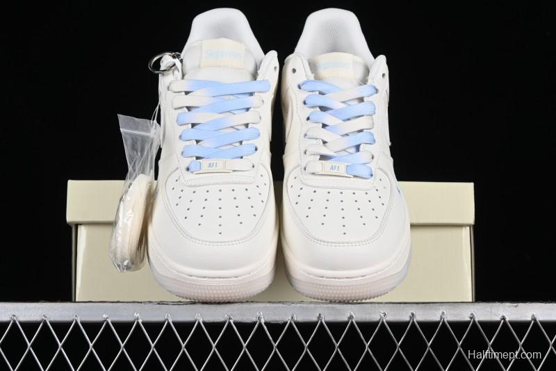 Nike Air Force 1 '07 Low Supreme Collaboration - White Blue Colorblock Low-Top Casual Sneakers BB9599-202
