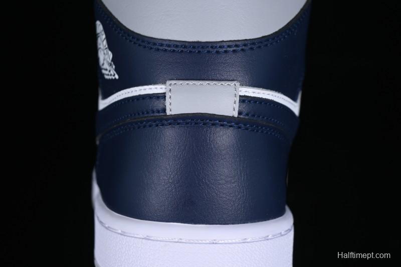 Nike Air Jordan 1 Mid AJ1 Basketball Shoes in Grey Blue - DQ8426-104