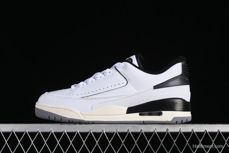 Nike Air Jordan 2/3 Retro Low Top Basketball Shoes in White/Black/Sail/Cement Grey - FD0383-100