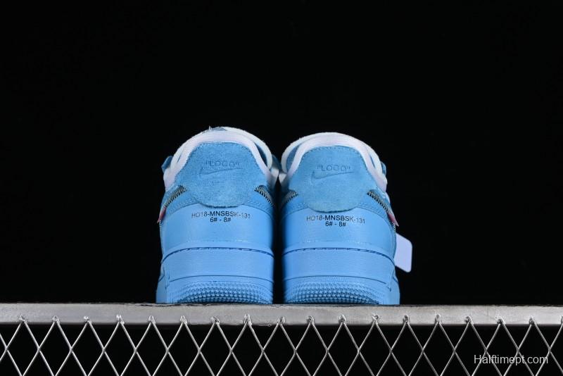 Nike Off White x Air Force 1 Low OW Collaboration Transparent Blue Casual Sneakers - AO4606-400