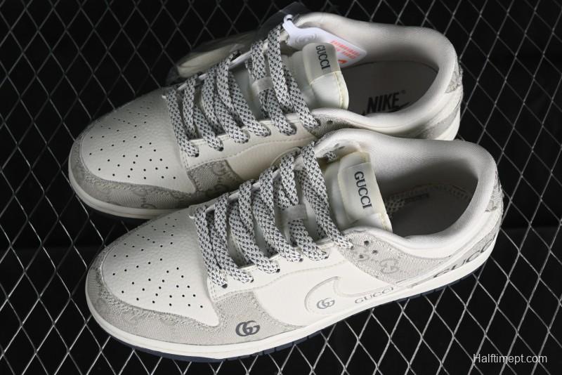 Nike SB Dunk Low Gucci Collaboration - Smoke Grey Anniversary Custom Low-Top Casual Sneakers - CF3688-003