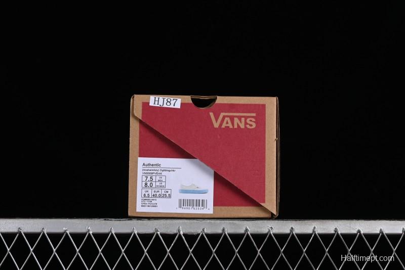 Vans Authentic White Blue Canvas Skate Shoes - VN0009PVEAK