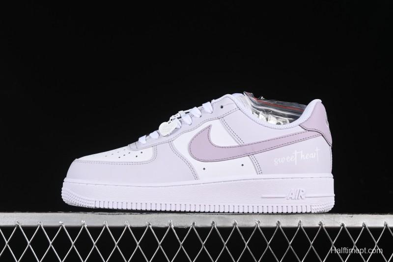 Nike Air Force 1 '07 Low Casual Sneakers with Anime-Inspired Light Gray Purple Spray Paint Design - DY8899-004