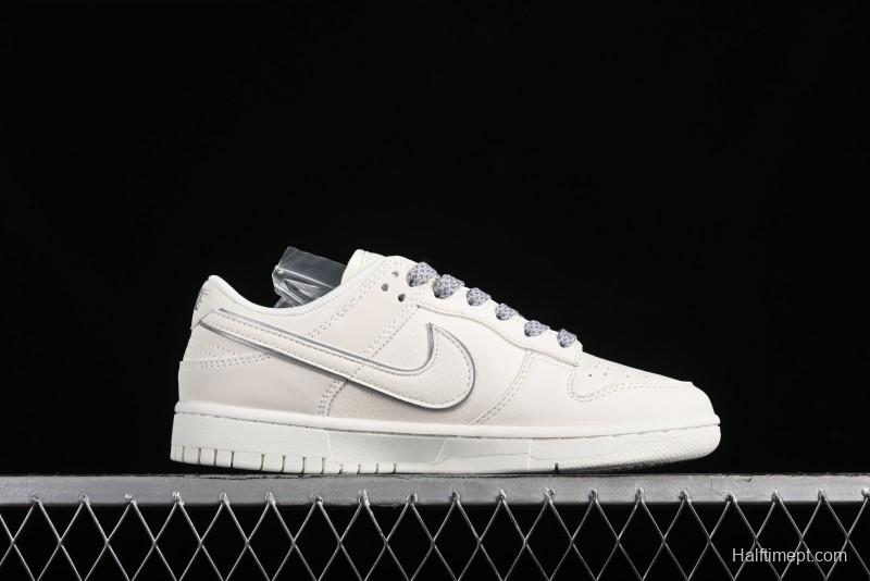Nike SB Dunk Low Supreme Collaboration - Off White Gray Swoosh Anniversary Custom Low-Top Casual Skate Shoes - DQ1098-392