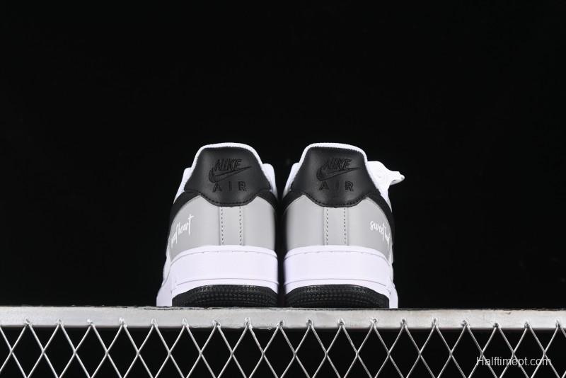 Nike Air Force 1 '07 Low White Grey Black Double Swoosh Casual Sneakers - DY8899-001