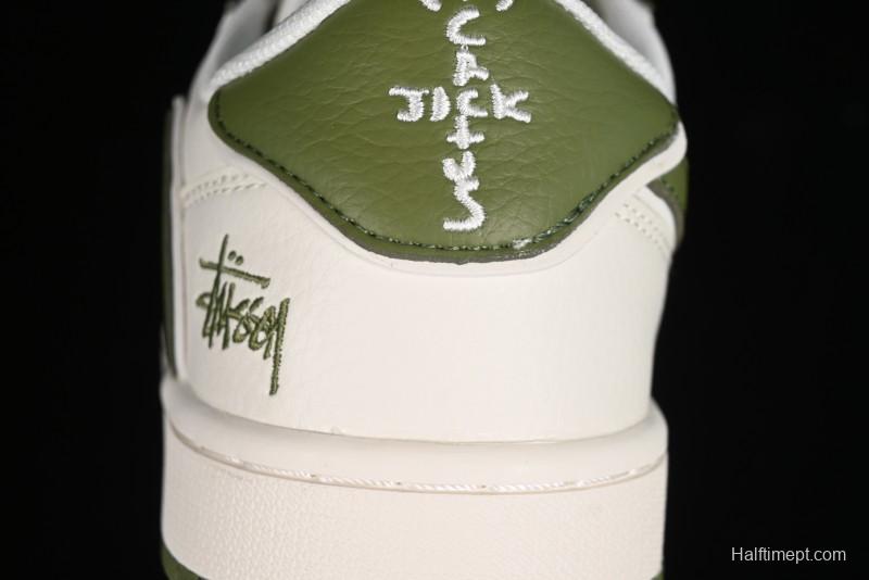 Nike Travis Scott x Fragment Design x Air Jordan 1 Low OG SP AJ1 Retro Sneakers in Sail Military Green - DM6688-602