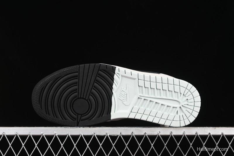 Nike Air Jordan 1 Low Stussy Collaboration - Black Blue Pigment Patchwork Retro Basketball Shoes - LJ6688-008