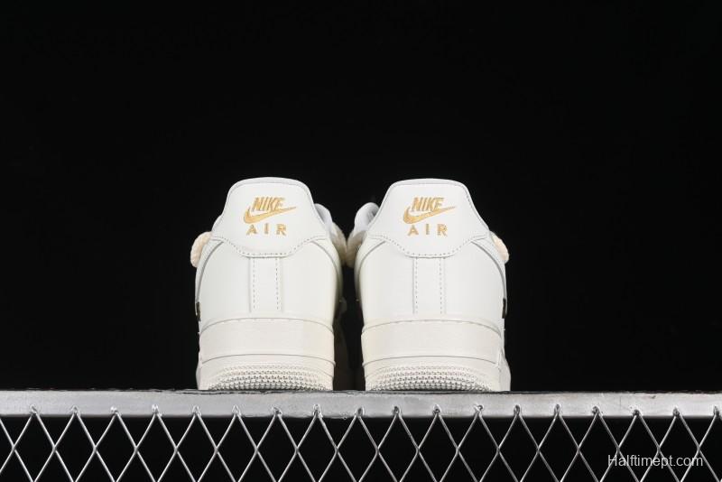 Nike Air Force 1 '07 Low Beige Deconstructed Swoosh Casual Sneakers - FX3654-111