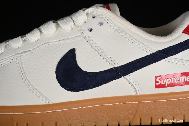 Nike SB Dunk Low Supreme Collaboration - Off White Gum Anniversary Customized Low-Top Casual Skate Shoes - JH8310-945