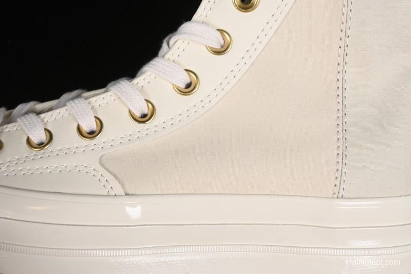 Converse Chuck 70s High Top Casual Sneakers with Cream Cloud and Gold Accents - A08232C