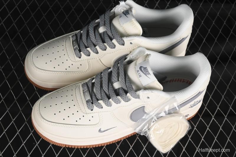 Nike Air Force 1 '07 Low Stussy Collaboration - Light Bone Gum Sole Casual Sneakers - XZ5688-003