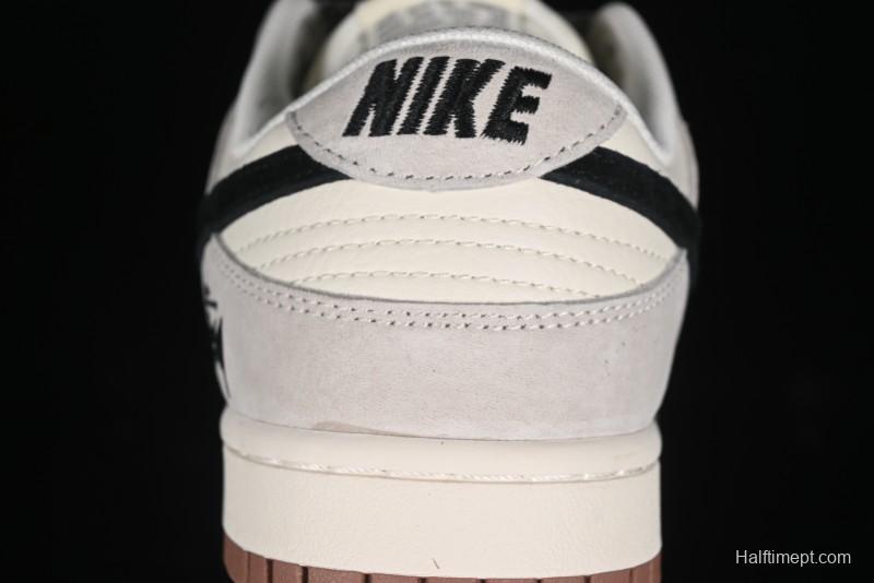 Nike SB Dunk Low Stussy Collaboration - Grey Black Checkerboard Gum Sole Anniversary Custom Low-Top Casual Skate Shoes - CF3688-031