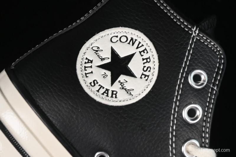 Converse Chuck 70s High Top Canvas Sneakers with Fur Lining in Black & White - A13863C