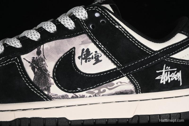 Nike SB Dunk Low Stussy Collaboration - Black Wukong Anniversary High-End Custom Low-Top Casual Sneakers - XX2025-555