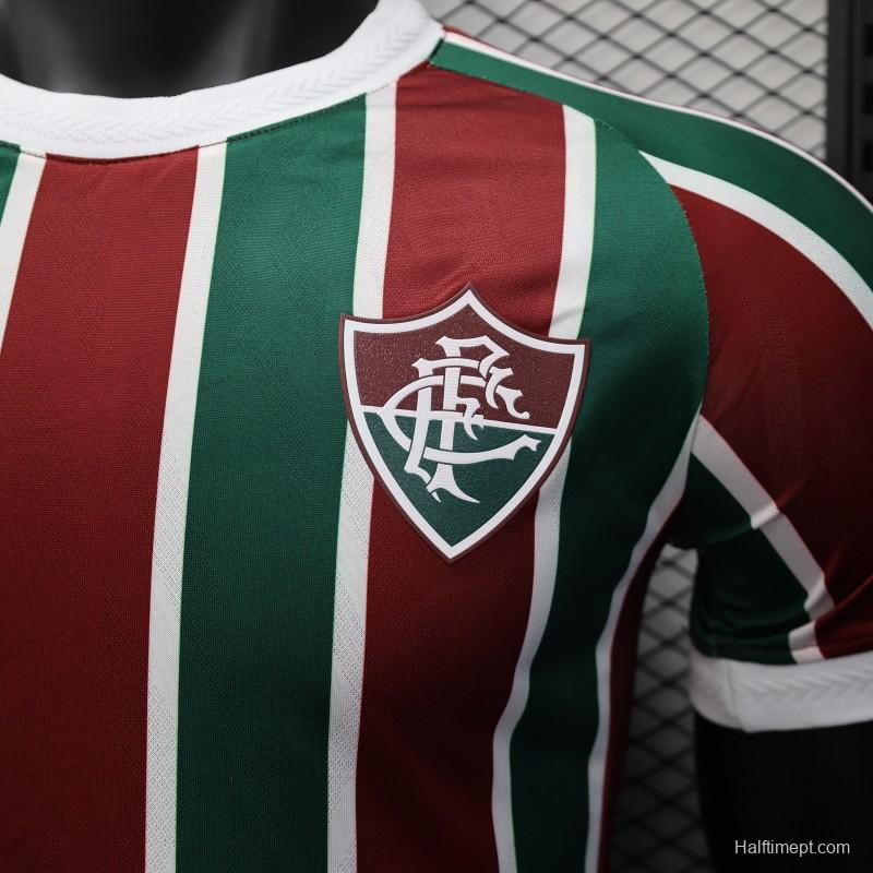 Player Version 25/26 Fluminense Green and Burgundy Vertical Striped with White Trim Jersey