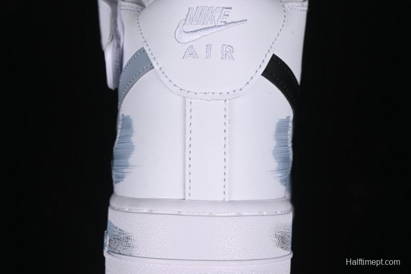 Nike Air Force 1 Mid Custom Hand-Painted Broken Three Hooks Shadow Spray-Painted Strap Mid-Top Casual Sneakers - CW2289-111