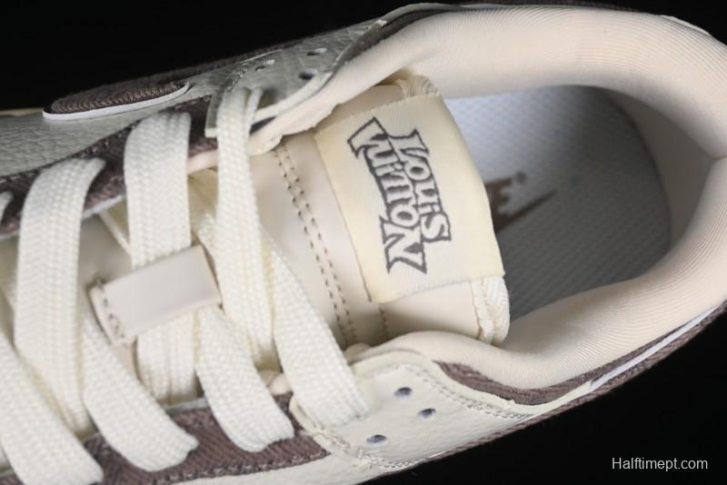 Nike SB Dunk Low LV Collaboration - Beige Denim Swoosh Anniversary High-End Custom Low-Top Casual Skate Shoes - JH8310-957