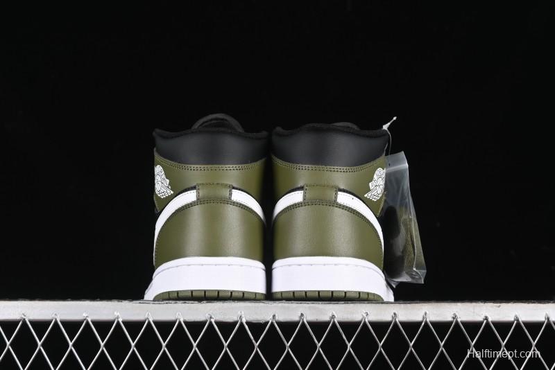 Nike Air Jordan 1 Mid AJ1 Army Green Mid-Top Casual Sneakers - DQ8426-092