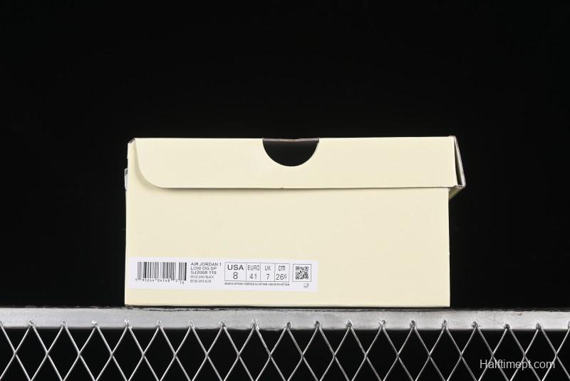 Nike Travis Scott x Fragment Design x Air Jordan 1 Low OG SP AJ1 Supreme Collaboration - Mist Blue Low-top Casual Sneakers - SJ2068-119