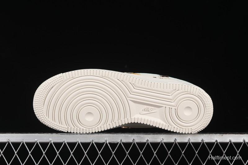 Nike Air Force 1 '07 Low Casual Sneakers with Mint Mambo Anime Theme and Gold Spray - ZH0316-040