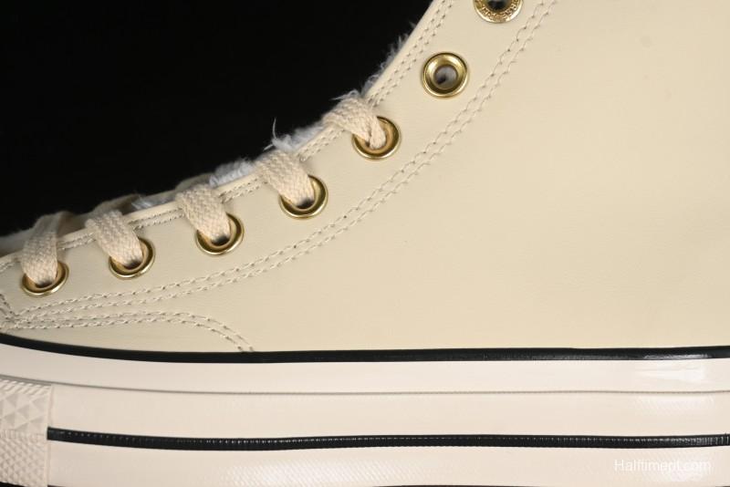 Converse Chuck 1970s Winter Waterproof Leather High-Top Sneakers with Gold Eyelets and Fleece Lining - A12443C