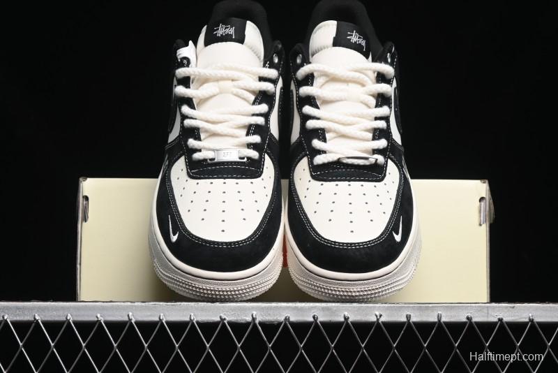 Nike Air Force 1 '07 Low Stussy Collaboration - Black/Red Label Low-Top Casual Sneakers - SJ6698-008