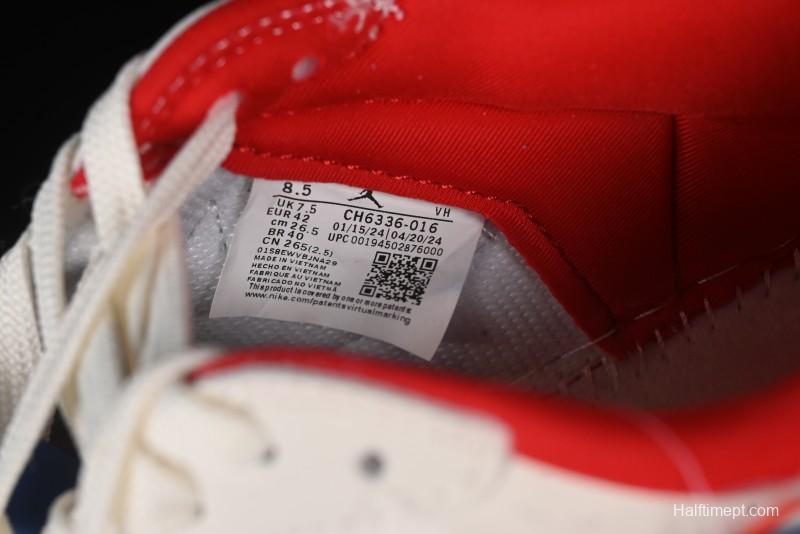 Nike Travis Scott x Fragment Design x Air Jordan 1 Low OG SP AJ1 Supreme Collaboration - Blue White Colorway Low Top Casual Sneakers CH6336-016