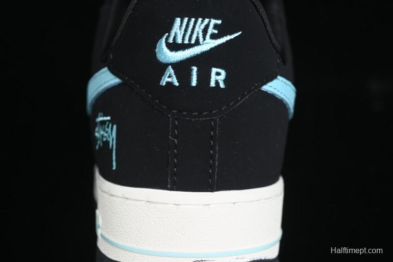 Nike Air Force 1 '07 Low Stussy Collaboration - Black Tiffany Low-Top Casual Sneakers - KK1988-030