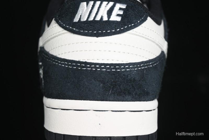 Nike SB Dunk Low Stussy Collaboration - Black White Mini Swoosh Anniversary Custom Low-Top Casual Skate Shoes - XY1688-017