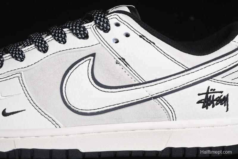Nike SB Dunk Low Stussy Collaboration - Beige Black Line High-End Custom Low-Top Casual Skate Shoes - BB7518-008