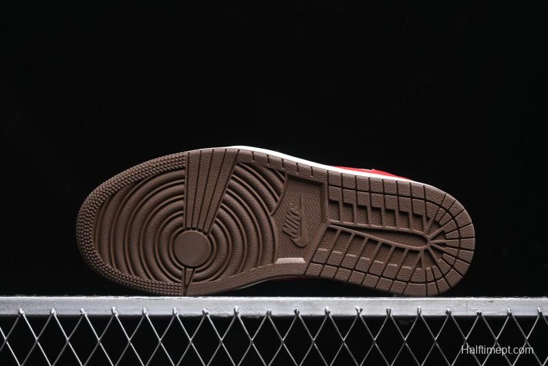 Nike Travis Scott x Fragment Design x Air Jordan 1 Low OG SP AJ1 Retro Sneakers with Reverse Swoosh - SJ2068-135