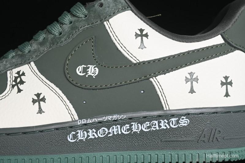 Nike Air Force 1 '07 Low Chrome Hearts Collaboration - Moss Green White Low-Top Casual Sneakers - KK1988-029