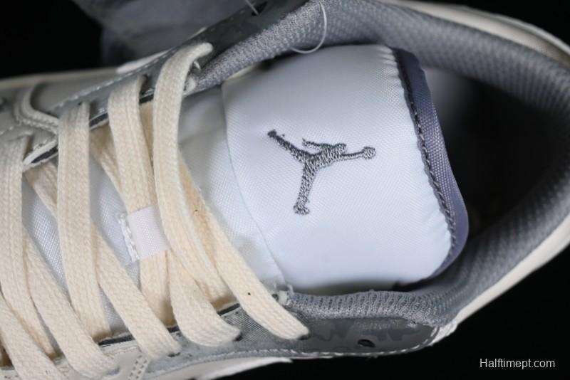 Nike Air Jordan 1 Low AJ1 Panda Prank Modern Gray Floral Low-Top Casual Sneakers - 553560-053