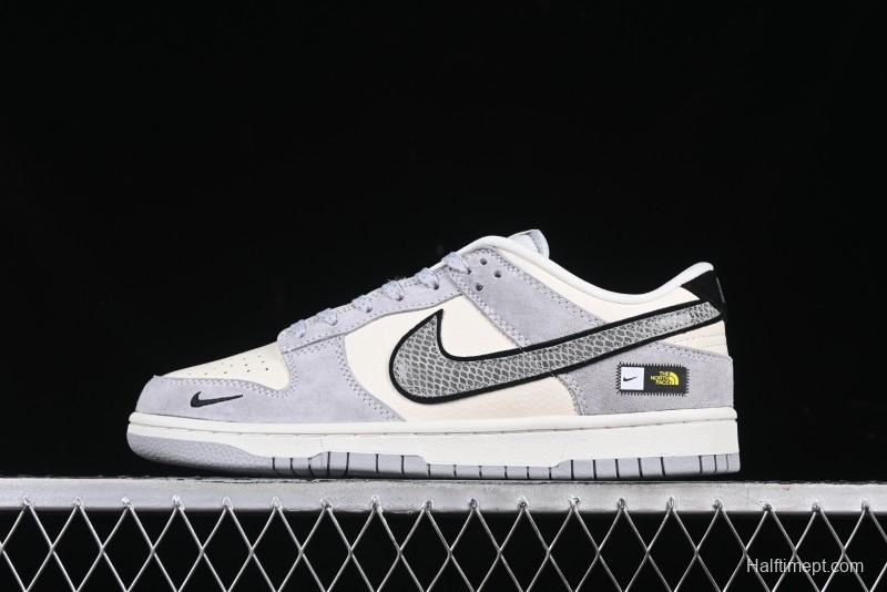 Nike SB Dunk Low The North Face Year of the Snake Grey White Grey Swoosh Anniversary Custom Low-Top Casual Skate Shoes - KK1333-019