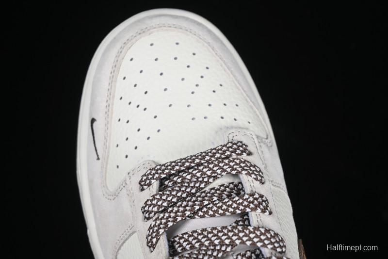 Nike SB Dunk Low Gucci Collaboration Monogram Beige Brown Swoosh Anniversary Custom Low-Top Casual Skate Shoes - DJ2024-059