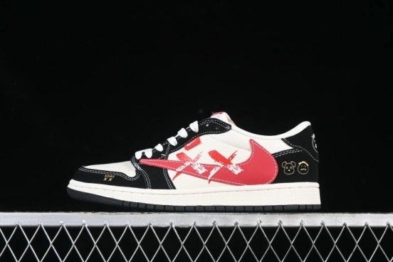 Nike Air Jordan 1 Low OG SP AJ1 Collaboration with Travis Scott and Fragment Design Graffiti Red Hook Low-top Casual Sneakers - XS2024-024