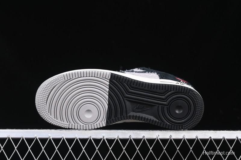 Nike Air Force 1 '07 Low Stussy Collaboration Black Grey Outsole Low-Top Casual Sneakers - SJ6698-017
