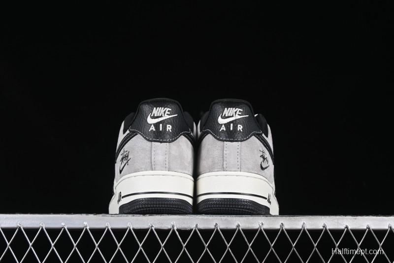 Nike Air Force 1 '07 Low Stussy Collaboration Black Leather Low-Top Casual Sneakers - CH6336-518