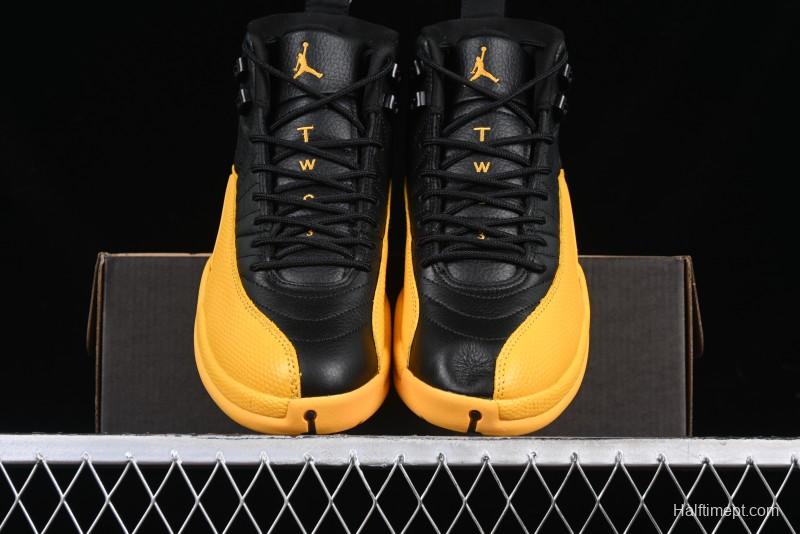 Nike Air Jordan 12 Retro Basketball Shoes in Black and Yellow - 130690-070