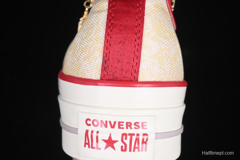 Converse 1970s CNY Year of the Snake Limited Edition High-Top Canvas Sneakers with Gold Star Chain and Metallic Snake Lace Jewelry - A13351C