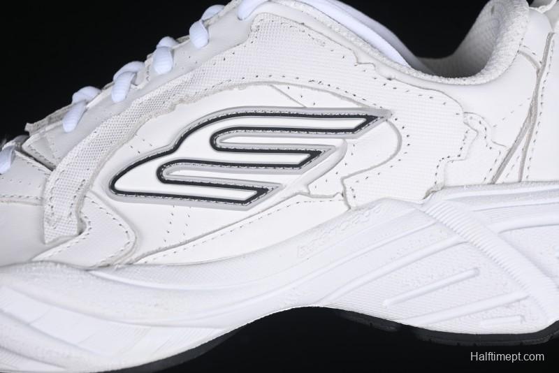 Balenciaga Monday Leather Round Toe Lace-Up Low-Top Lifestyle Sneakers - WDTSC9110