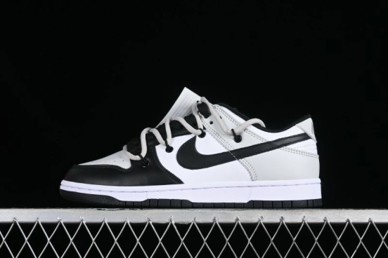 Nike Dunk Low Letter Panda Black Grey High Street Deconstructed SB Strap Low-top Casual Skate Shoes - CW1590-100