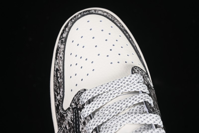 Nike Travis Scott x Fragment Design x Air Jordan 1 Low OG SP AJ1 Snake Year Limited Python Texture Low-top Casual Sneakers - SJ2068-144