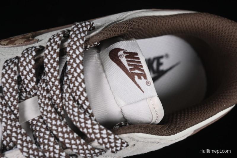 Nike SB Dunk Low Gucci Collaboration Monogram Beige Brown Swoosh Anniversary Custom Low-Top Casual Skate Shoes - DJ2024-059